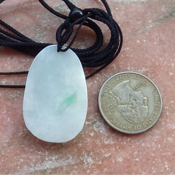 GRADE A Burmese Light Green Jadeite Jade OOAK Hand Carved Samurai Unisex Pendant - Picture 5 of 5